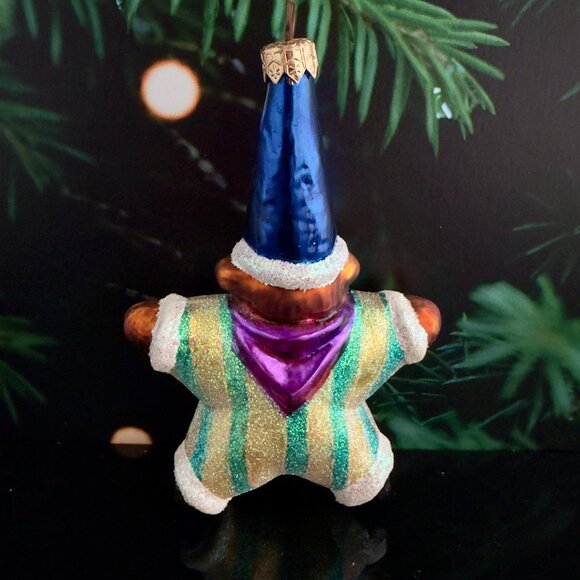 Christopher Radko 'STAR BEAR' Glass Ornament 1998 Retired Hand Blown Vintage 6" - Picture 2 of 4